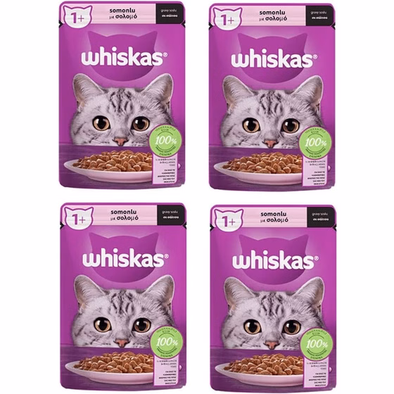 پوچ گربه ویسکاس با طعم ماهی سالمون وزن 85 گرم پک 4 عددی
