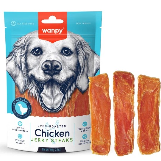تشویقی سگ ونپی طعم مرغ jerky steaks